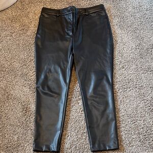 LOFT Black Faux Leather Trousers